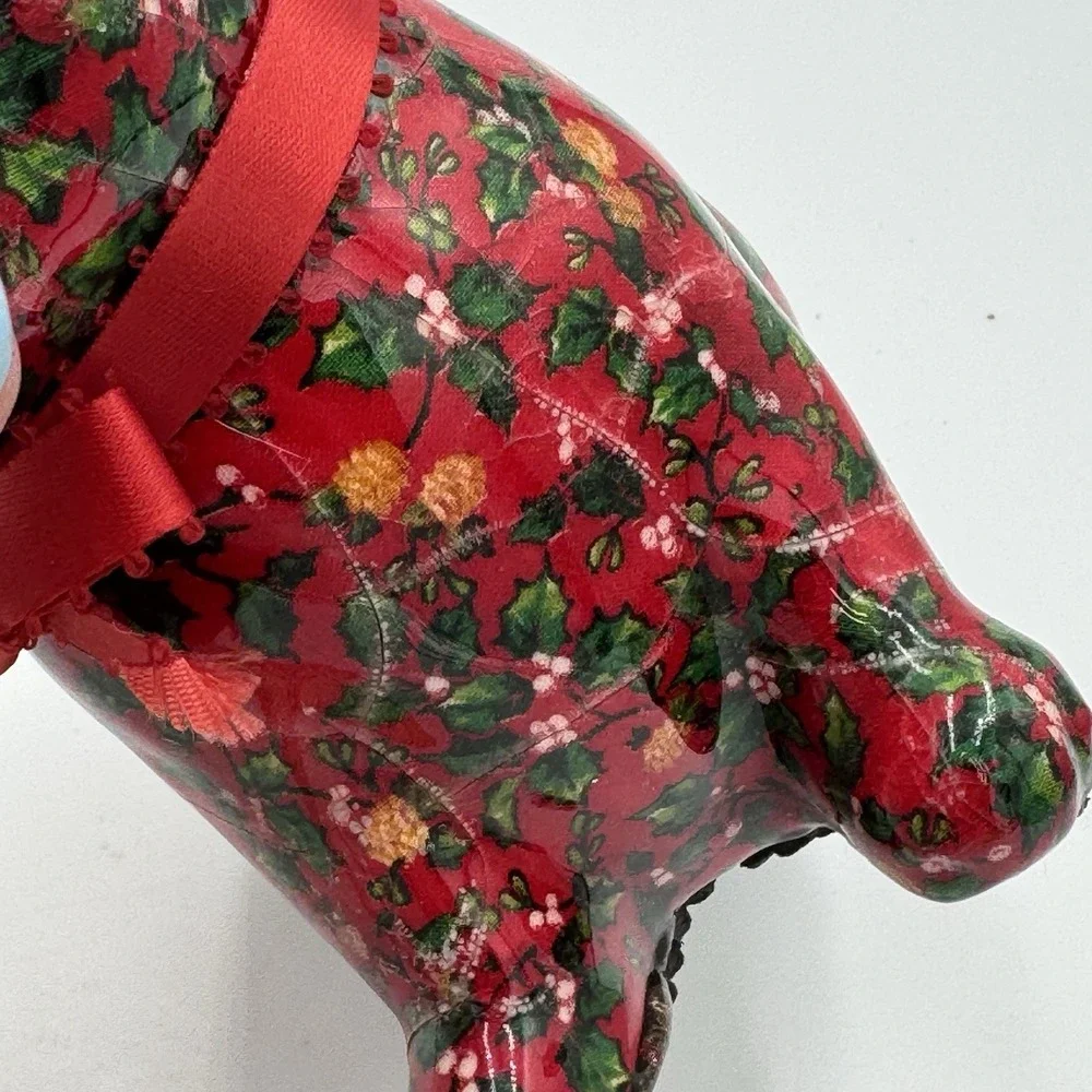 vtg floral cat figurine decoupage fabric Sitting cat statue gorgeous home decor